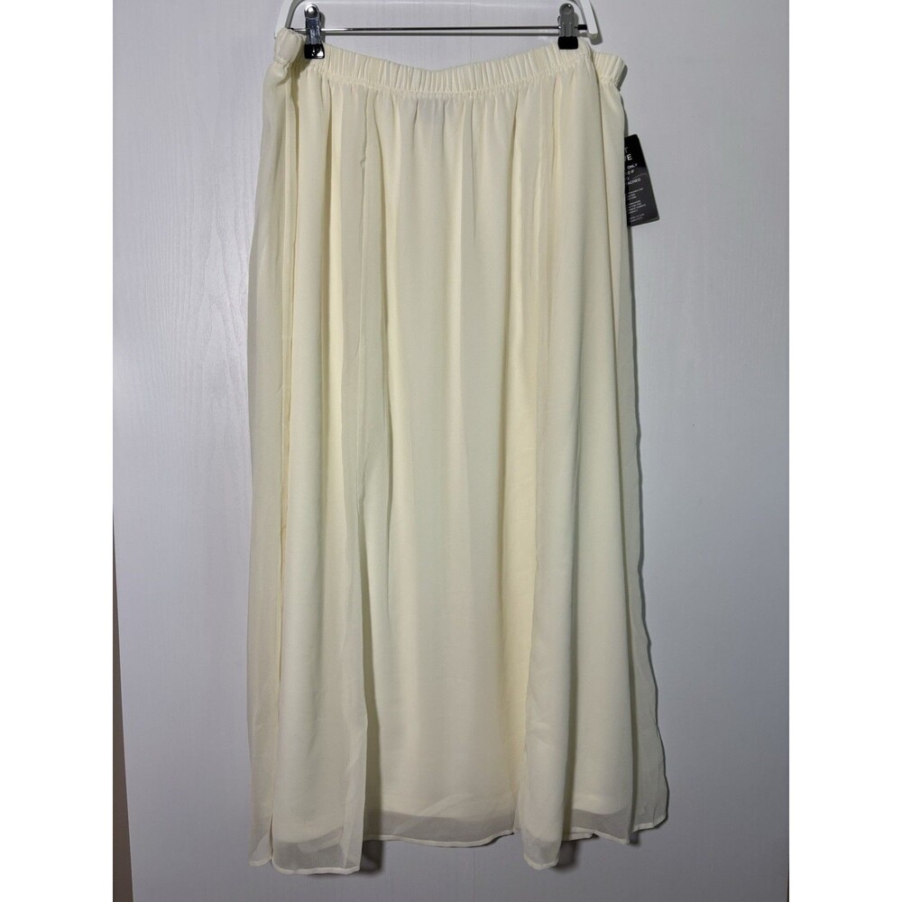 Catherines Maxi Skirt Womens 0X Ivory White Chiffon Full Long Flowy Elastic New